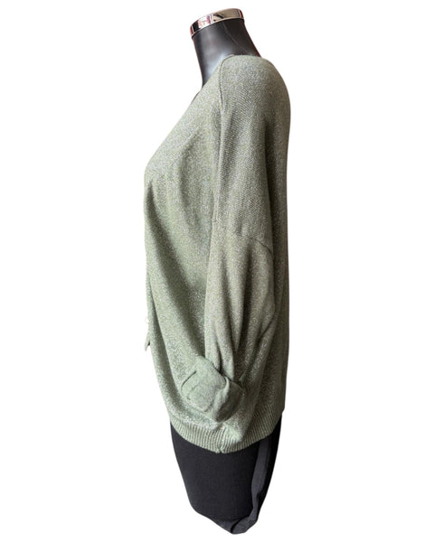 Freya sparkle knit bow fastening cardigan - Khaki