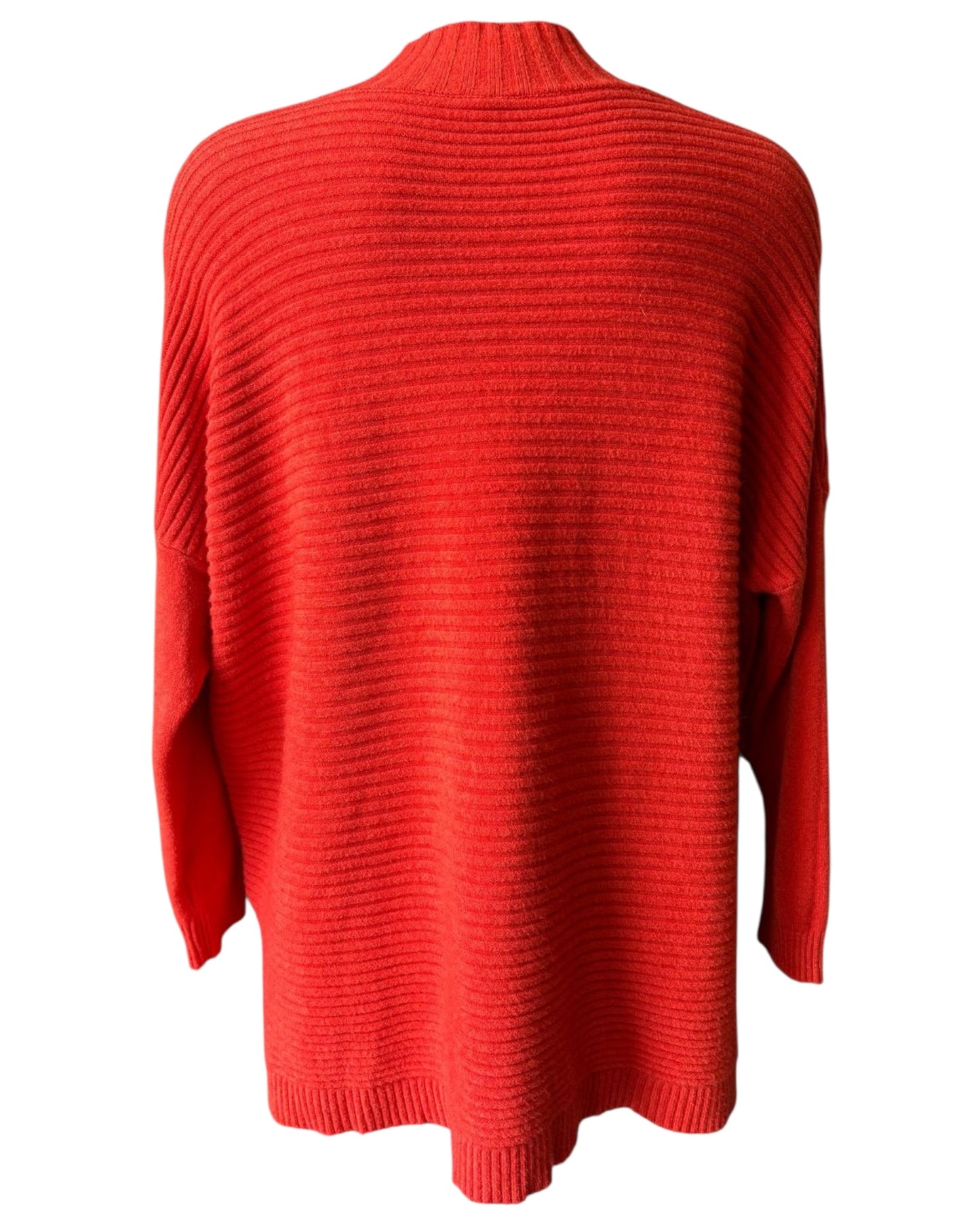 Zina boxy ribbed funnel neck soft knit jumper - Orange