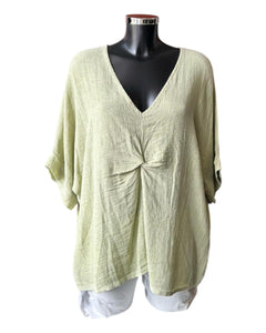 Casey range v neck twist front top - Lime