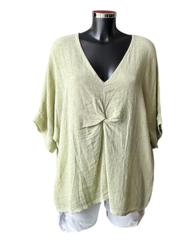 Casey range v neck twist front top - Lime