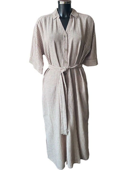 Byoung falakka short sleeve belted shirt dress woodsmoke stripe