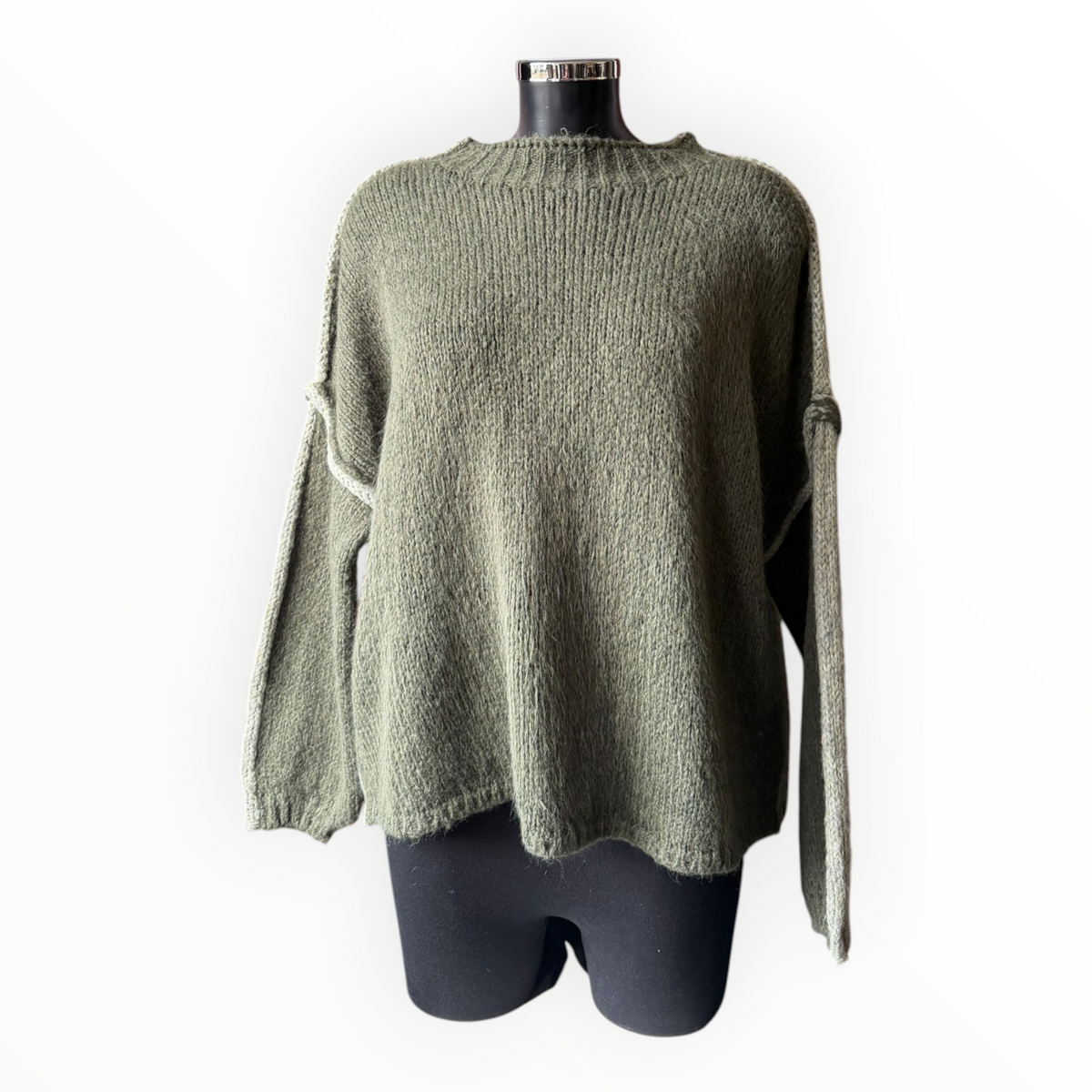 Coleen contrast seam jumper - Khaki