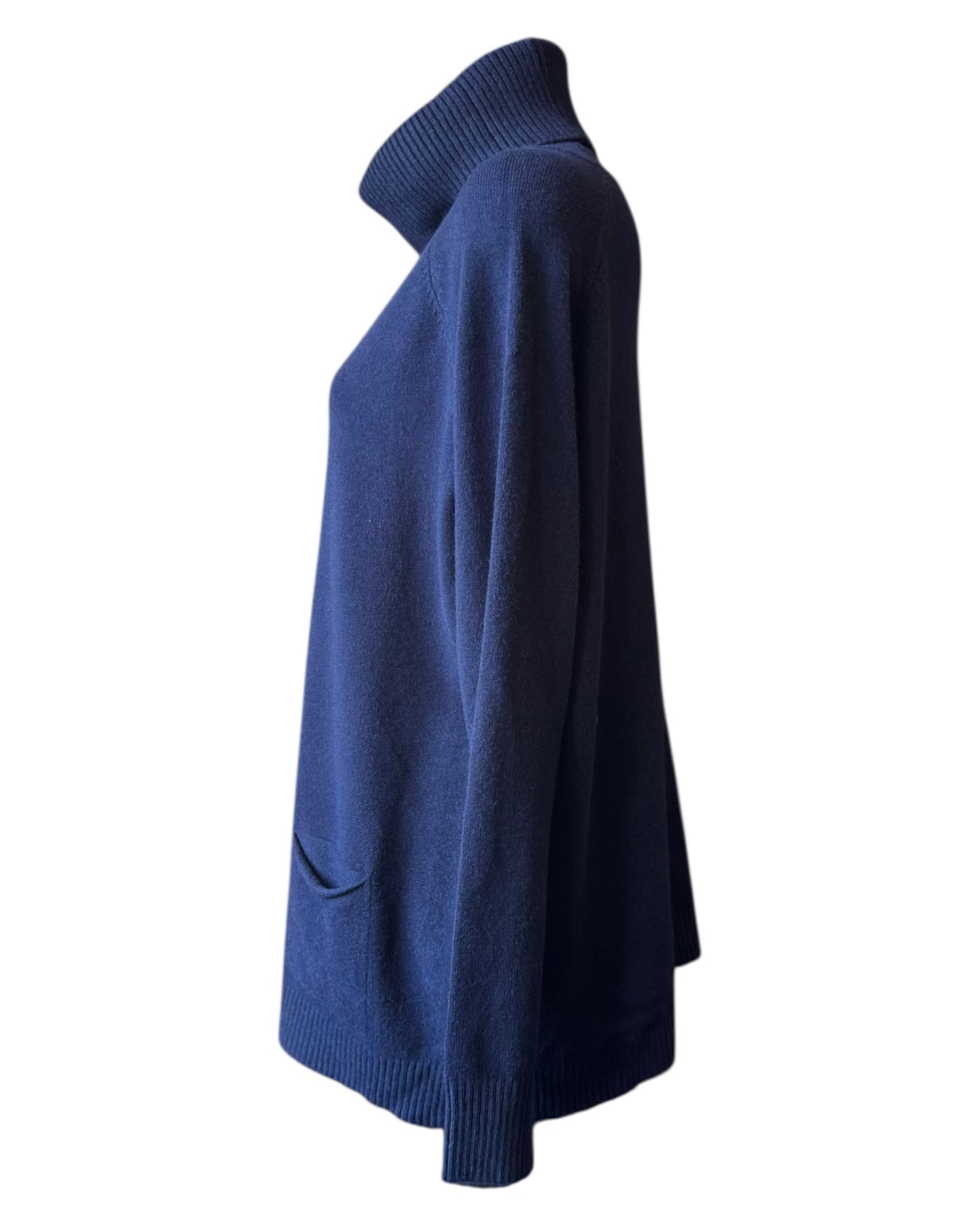 Eleanor soft knit roll neck pocket jumper - Navy