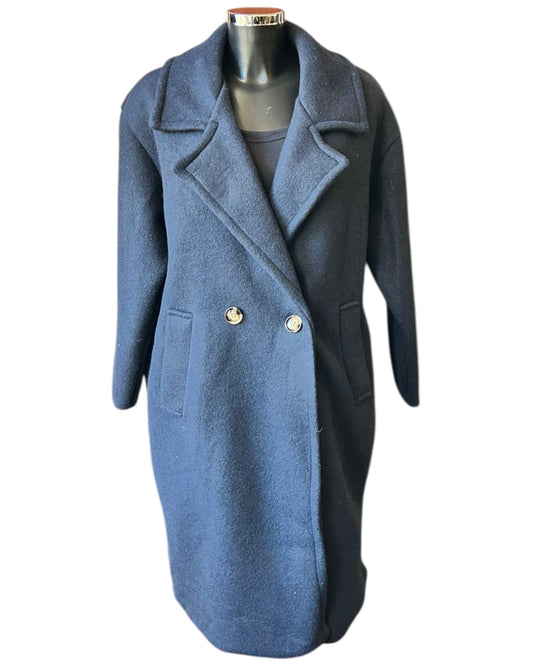 Priscilla wool feel pea coat - Navy