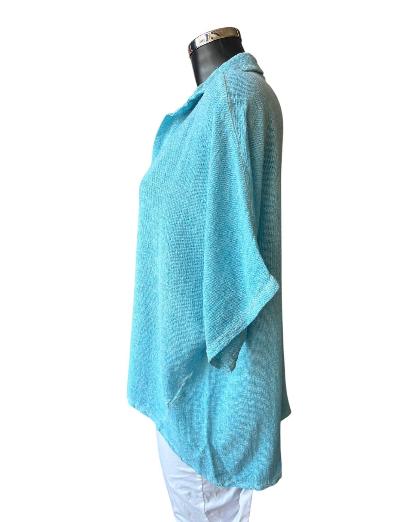 Casey range hi lo collared top - Aqua