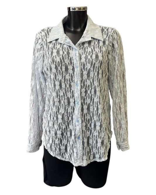 Gaynor crochet lace shirt top - Blue