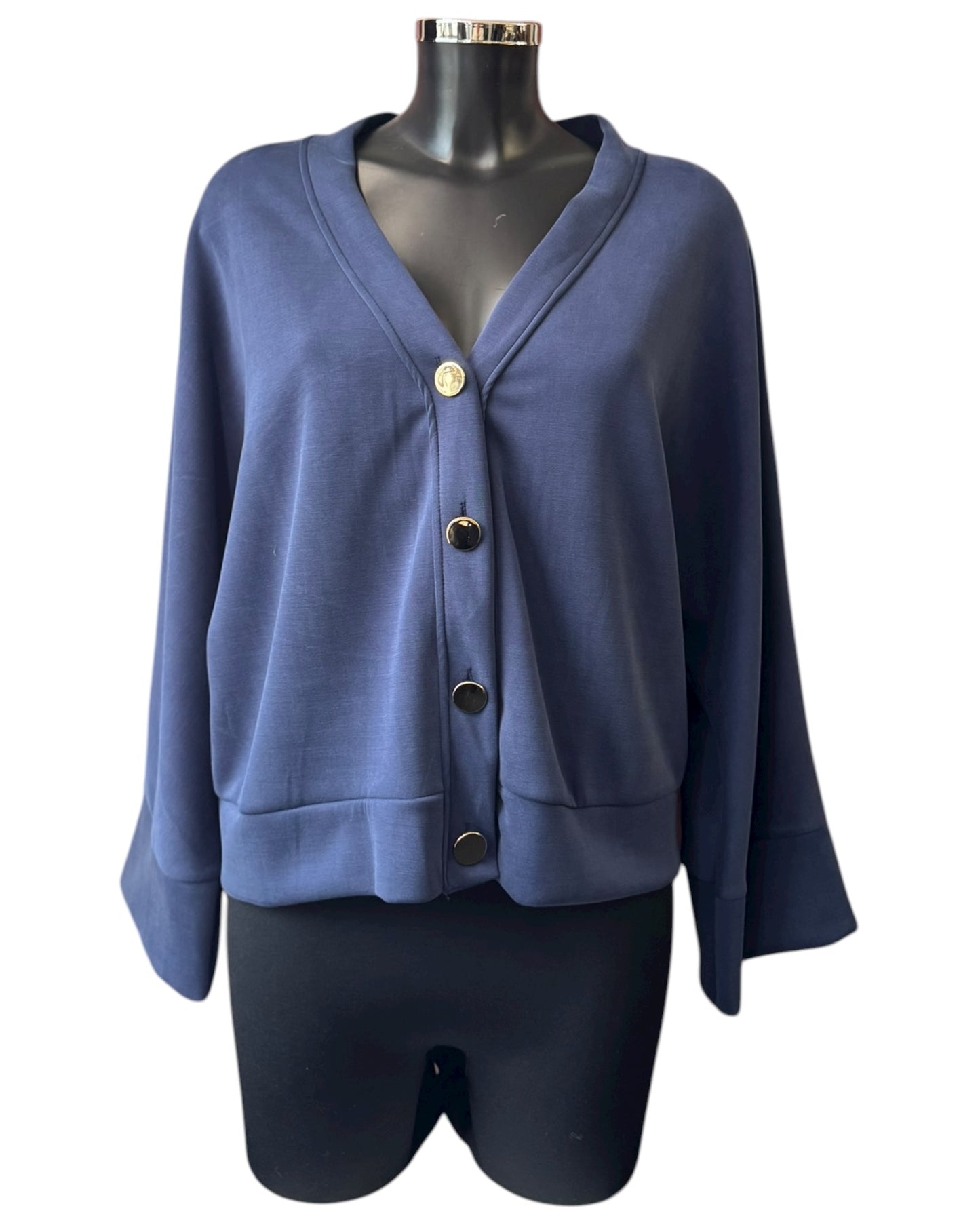 Lola gold button cardigan - Navy