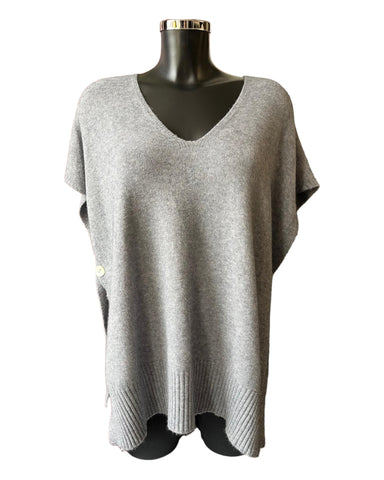 Betty v neck knitted grey poncho jumper