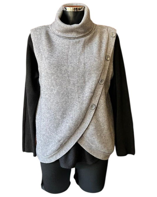 Tilly cowl neck wrap waistcoat top - Grey