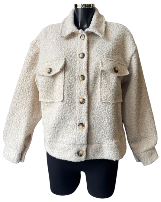 Gina boucle bomber jacket - Beige