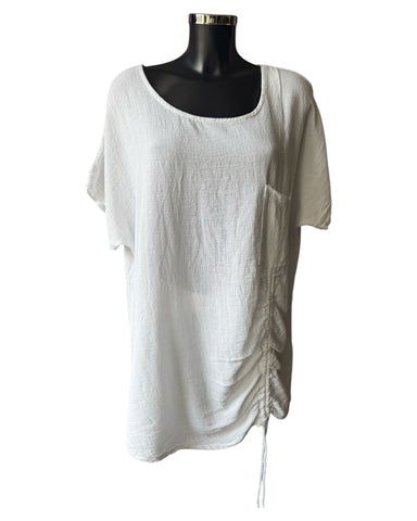 Casey range ruched tunic top - White