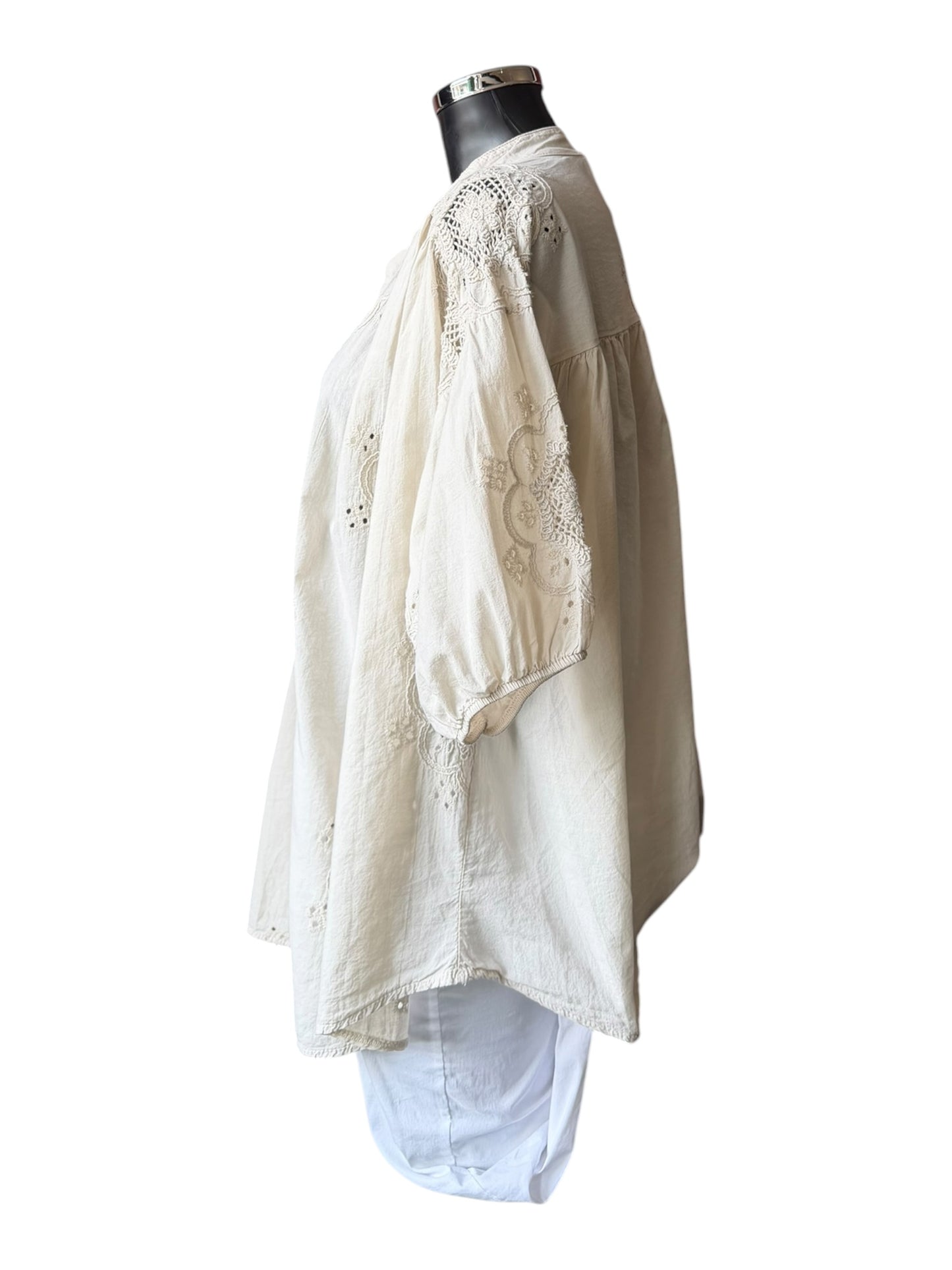 Helena cutwork relaxed fit top - Beige