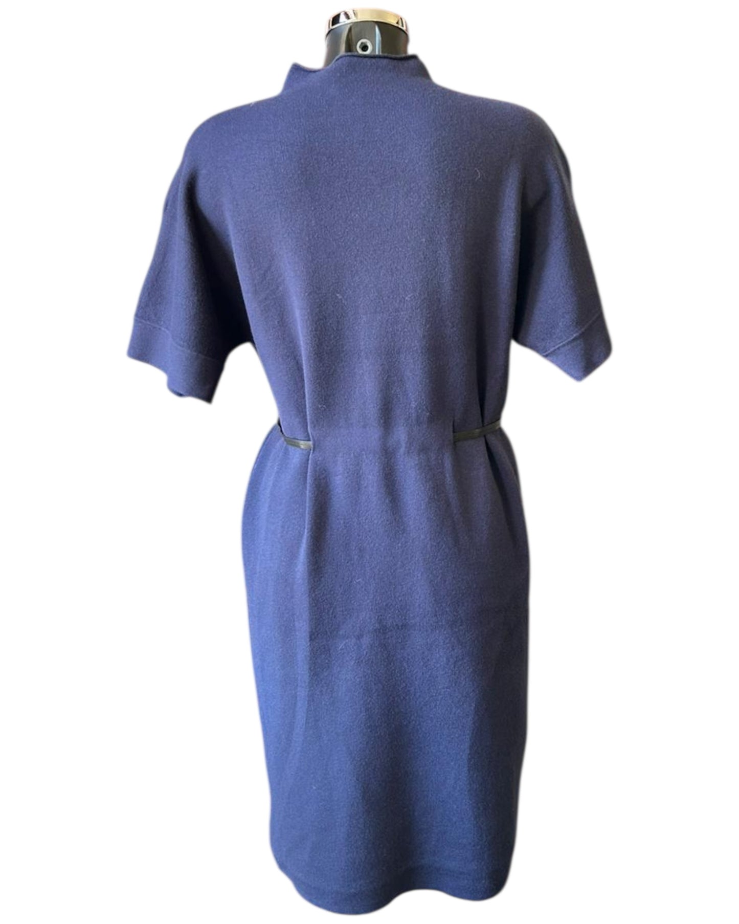 Thea knitted short belted dress - Navy