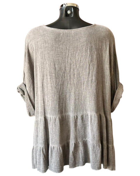 Casey range layered hem top - Chocolate
