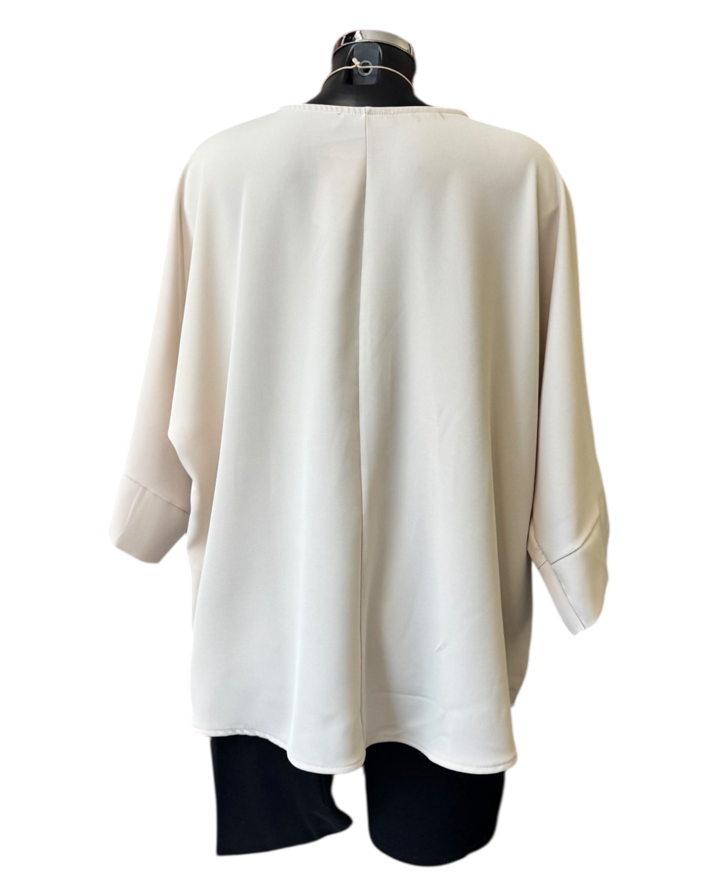 Julia batwing plain top & necklace - Beige