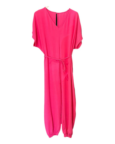 Billie v neck tie waist jumpsuit - Cerise