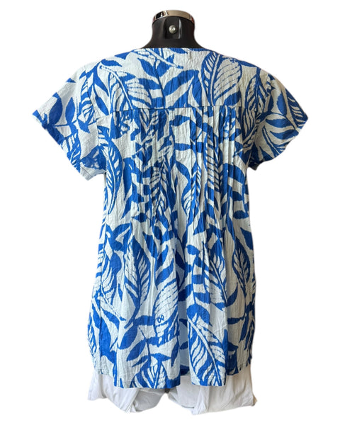 Orientique Hayman pleated cap sleeve top