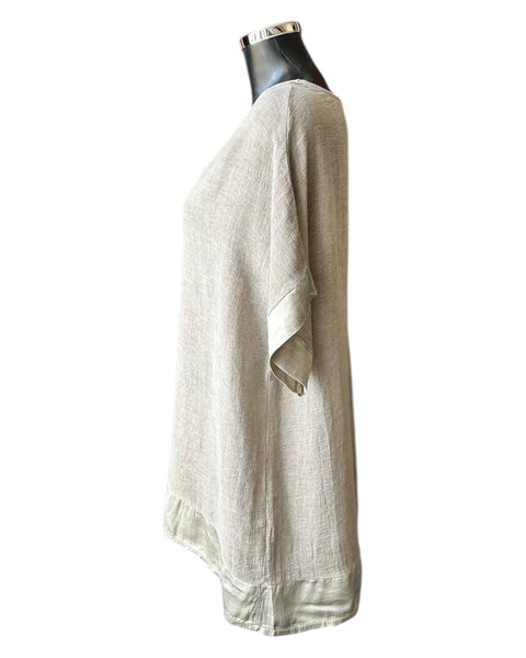 Casey range v neck satin trim top - Mocha