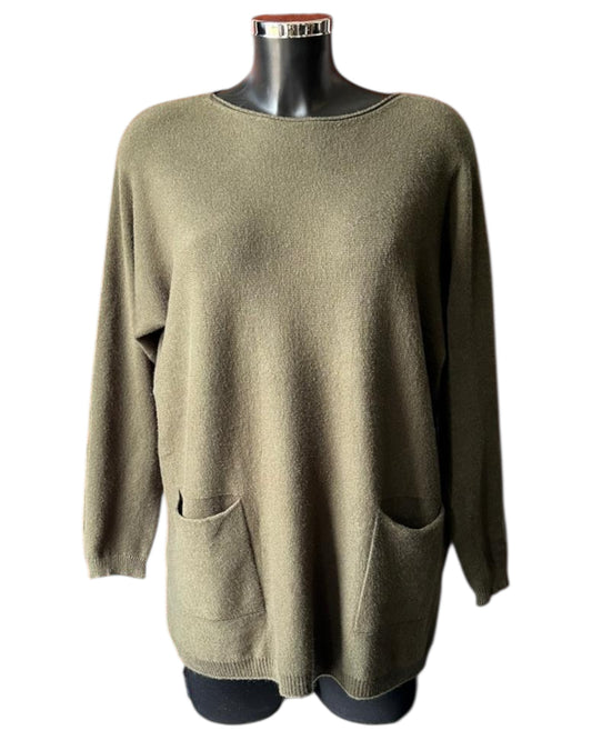 Belinda bow back pocket jumper - Khaki