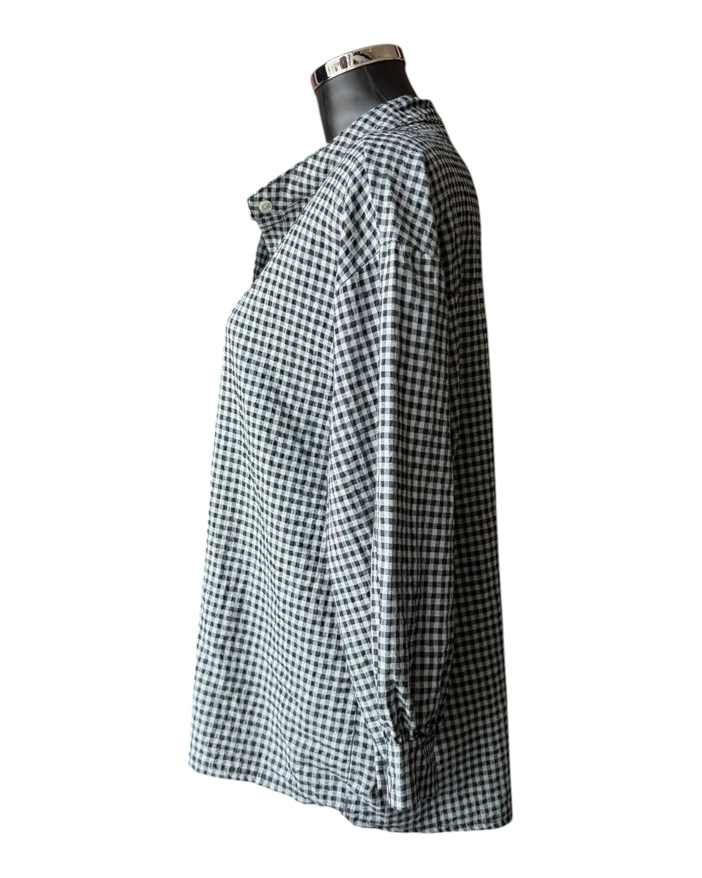 Gia gingham check oversized shirt  - Black
