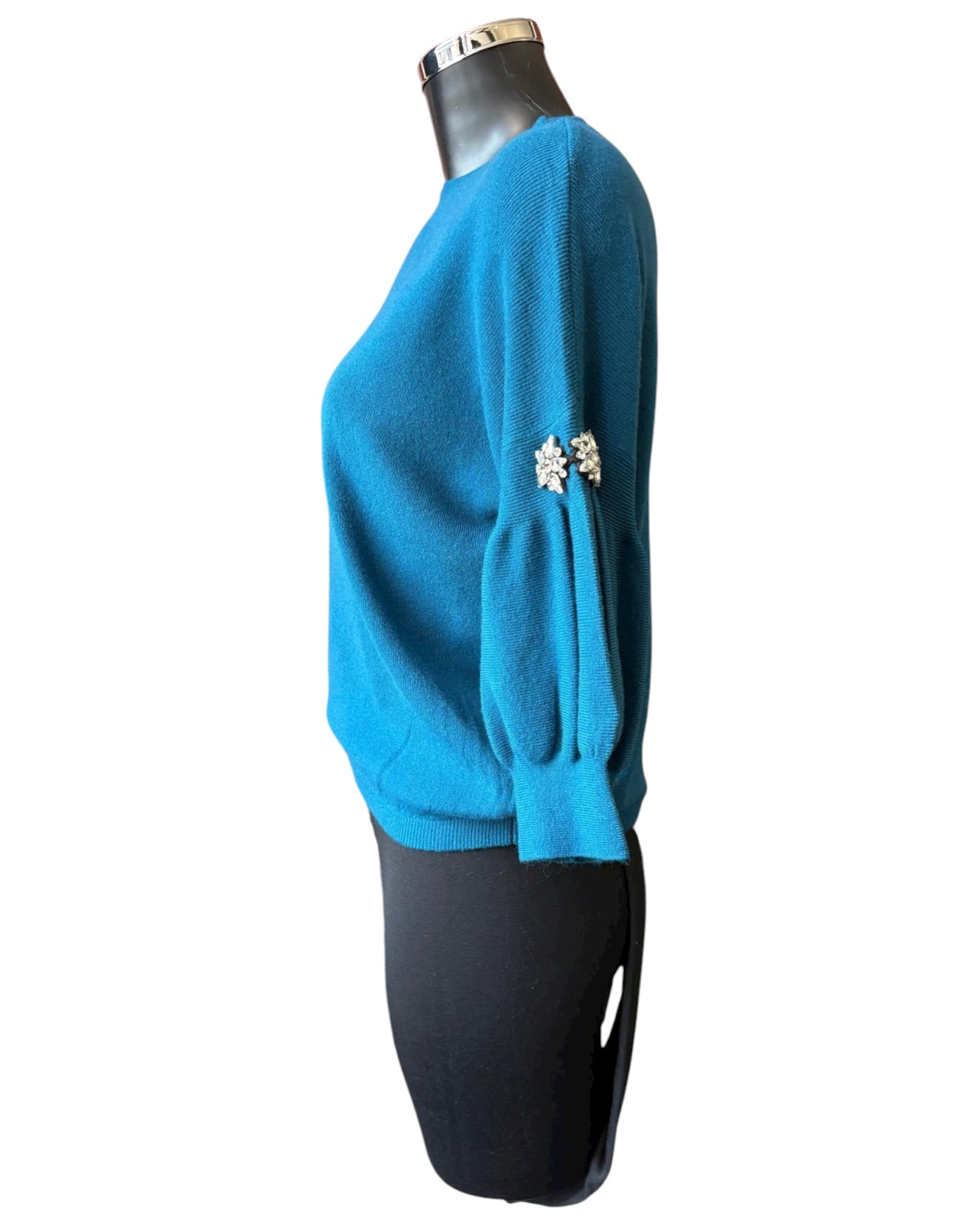 Isla diamond puff sleeve short jumper - Teal