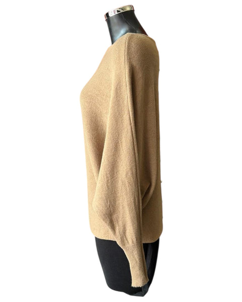 Cassie pearl back batwing jumper - Tobacco