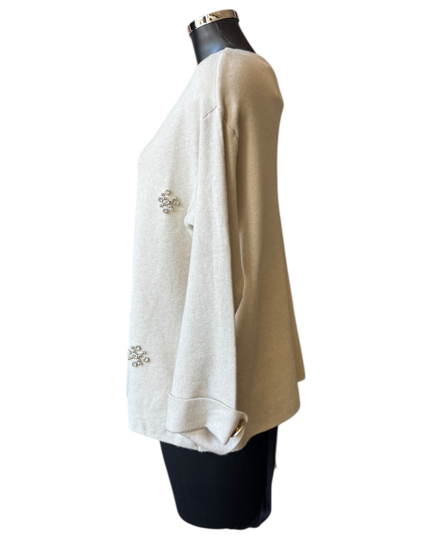 Erin embellished flower jumper - Beige