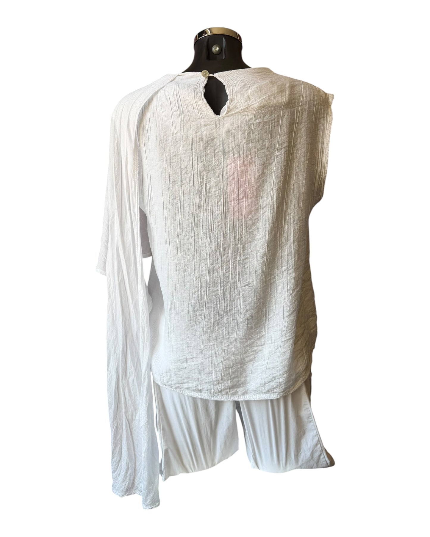 Grace quirky drape side vest top - White