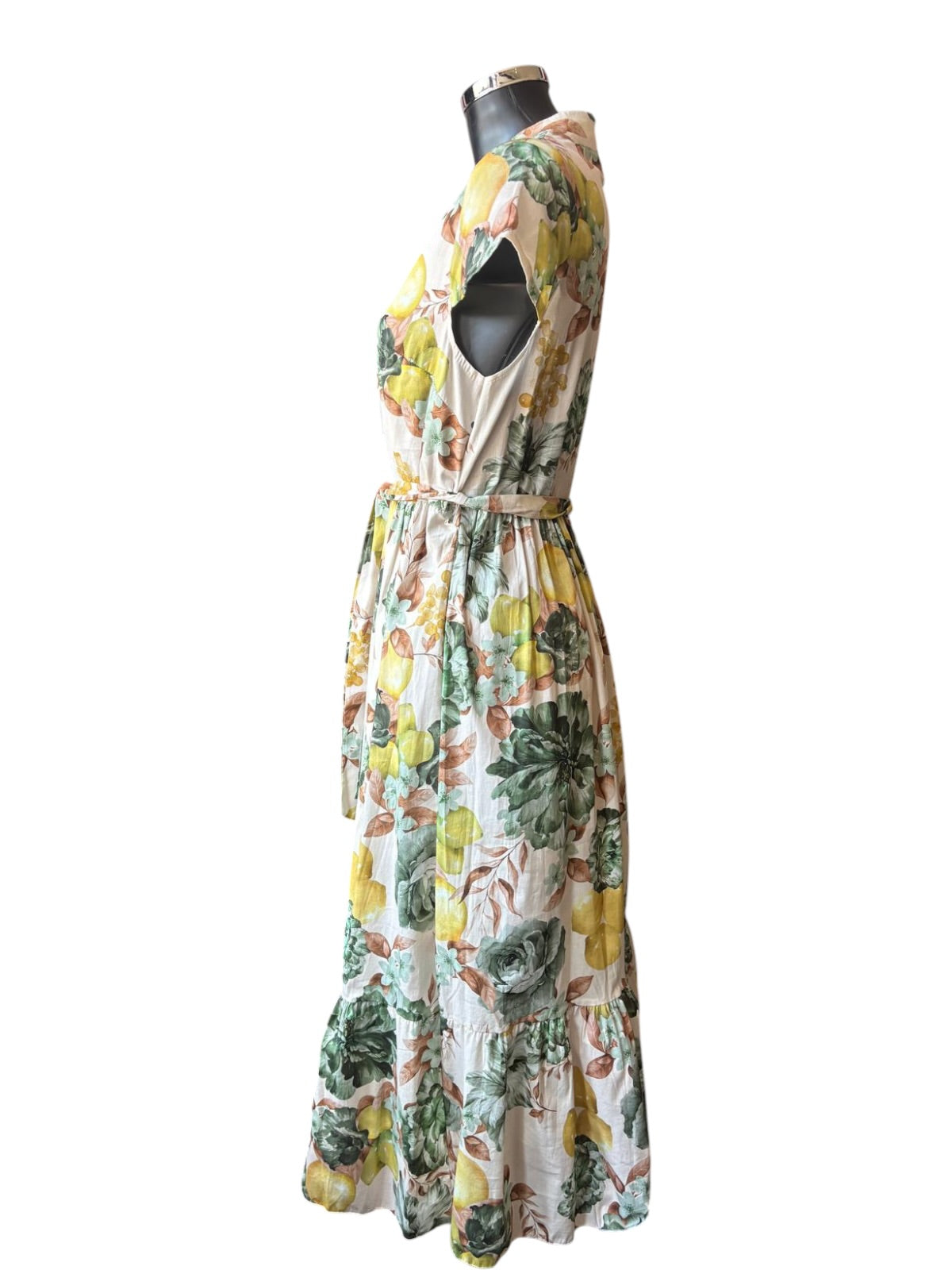 Connie floral belted dress - khaki mix