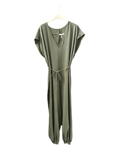 Billie v neck tie waist jumpsuit - Khaki