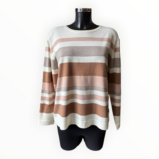 Dora multi stripe fine knit jumper - Beige mix