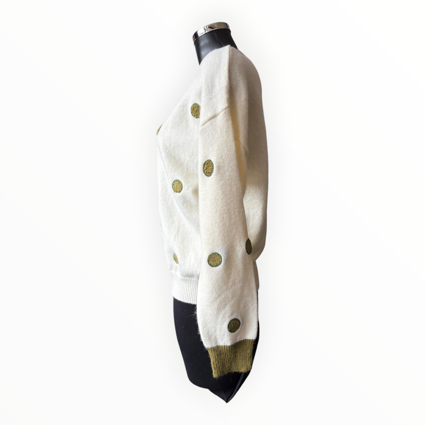 Polly polka dot long sleeve jumper - Khaki/ivory