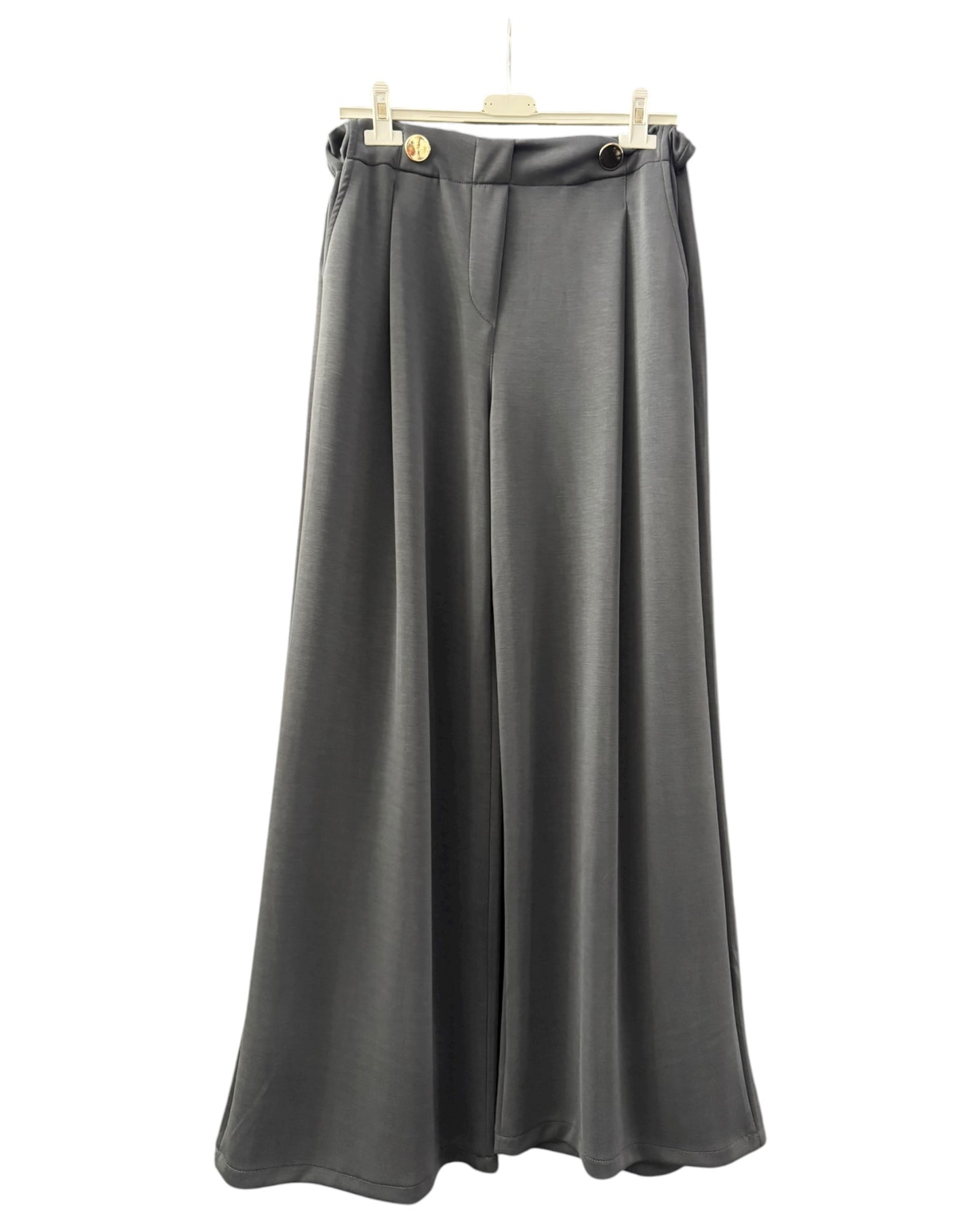 Lola gold button wide leg trousers - Grey