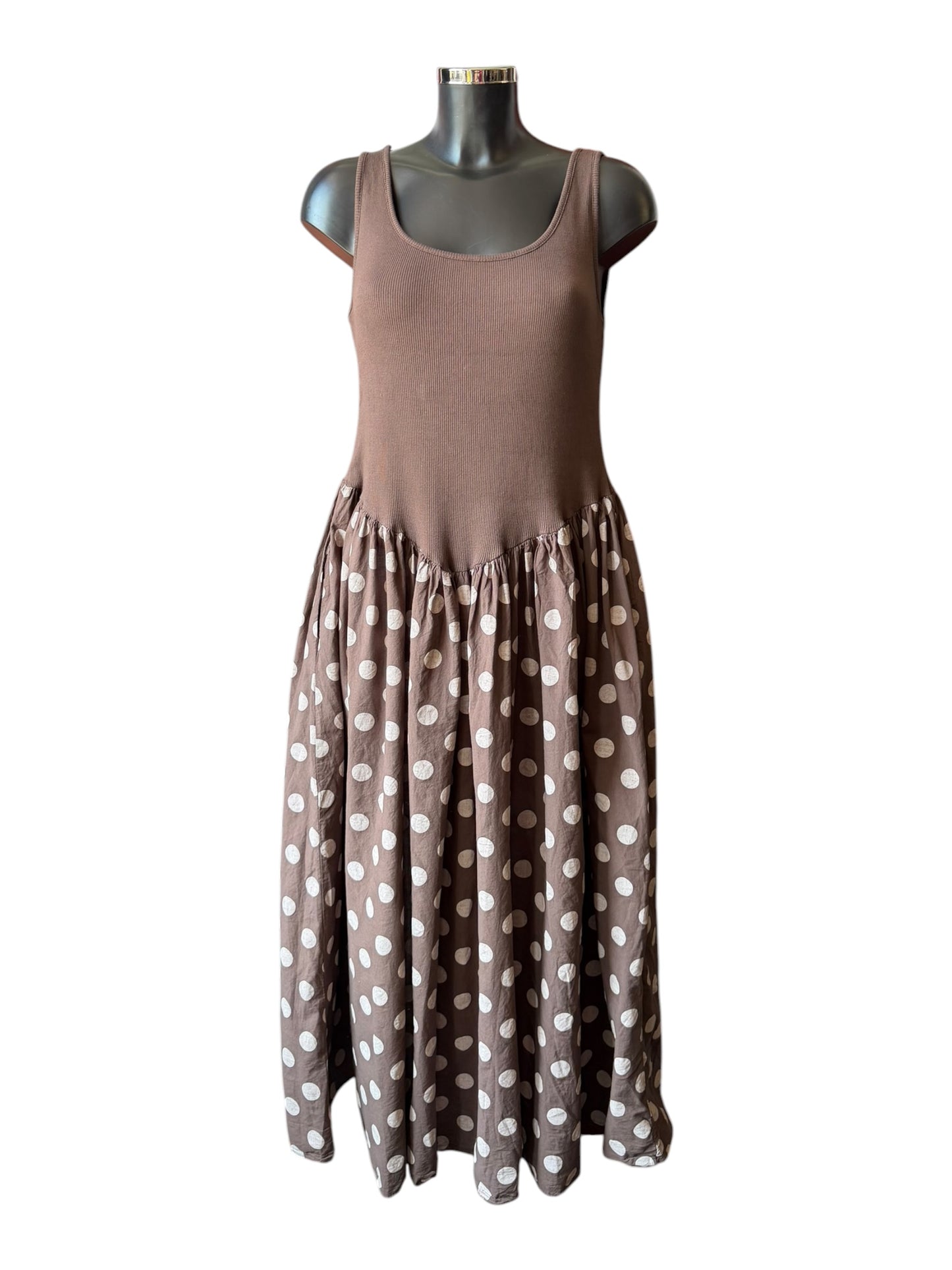 Layla polka dot vest midi dress - Chocolate