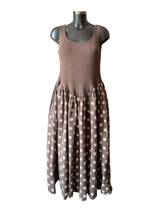 Layla polka dot vest midi dress - Chocolate