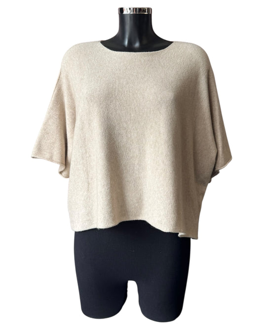 Abigail soft knit short boxy jumper - Beige