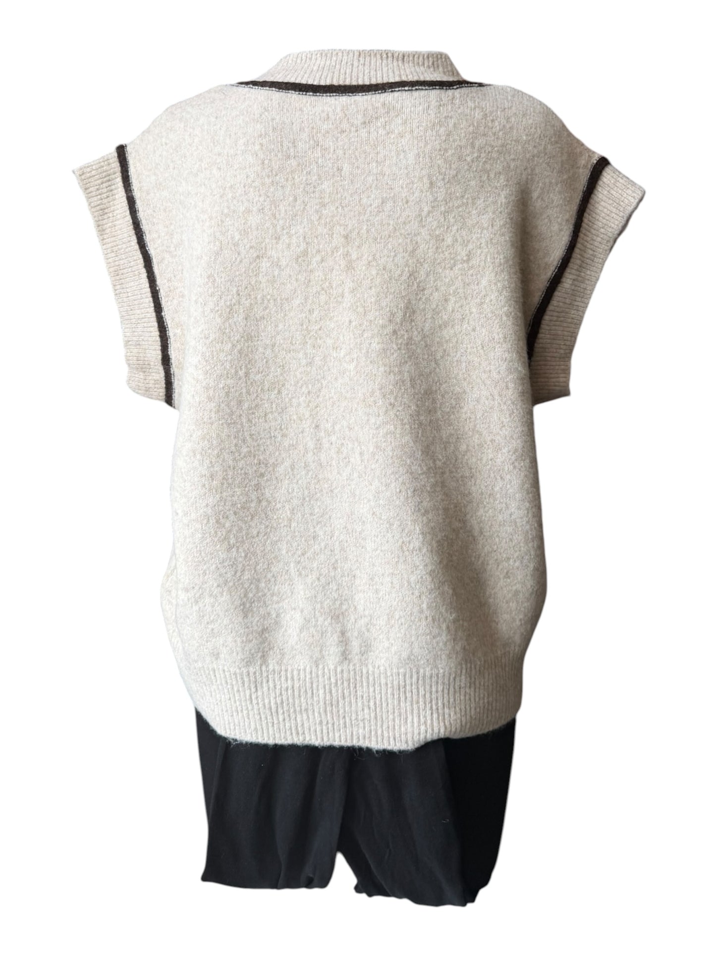 Morgan v neck contrast trim tank top - Natural