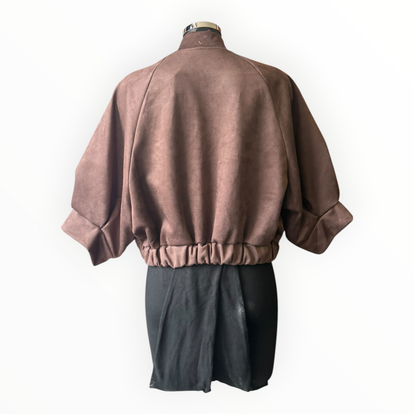 Ellie military style bomber jacket - Chocolate suede feel