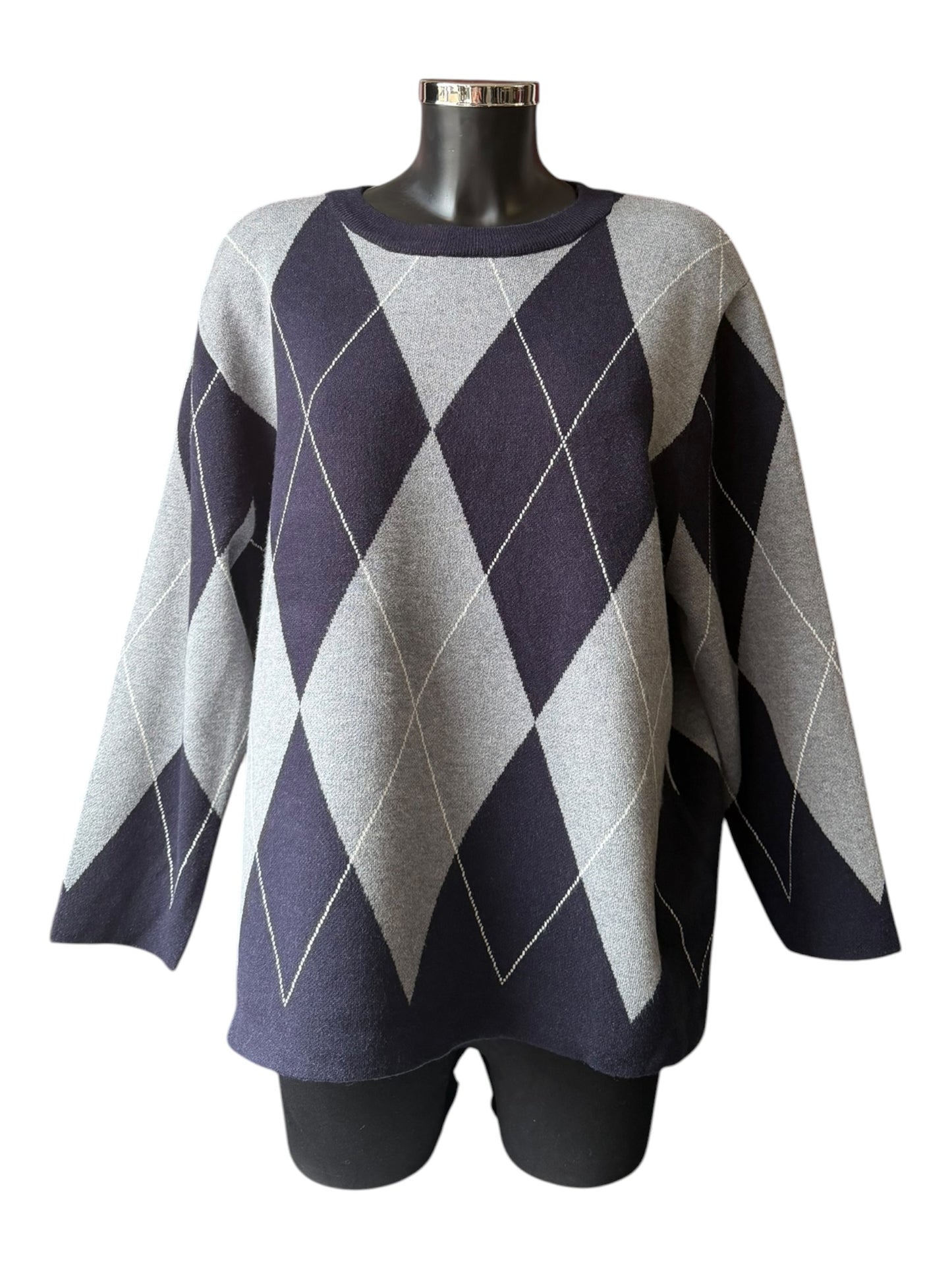 Davina argyle pattern jumper - Navy mix