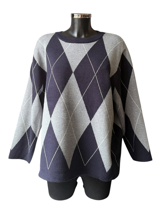 Davina argyle pattern jumper - Navy mix