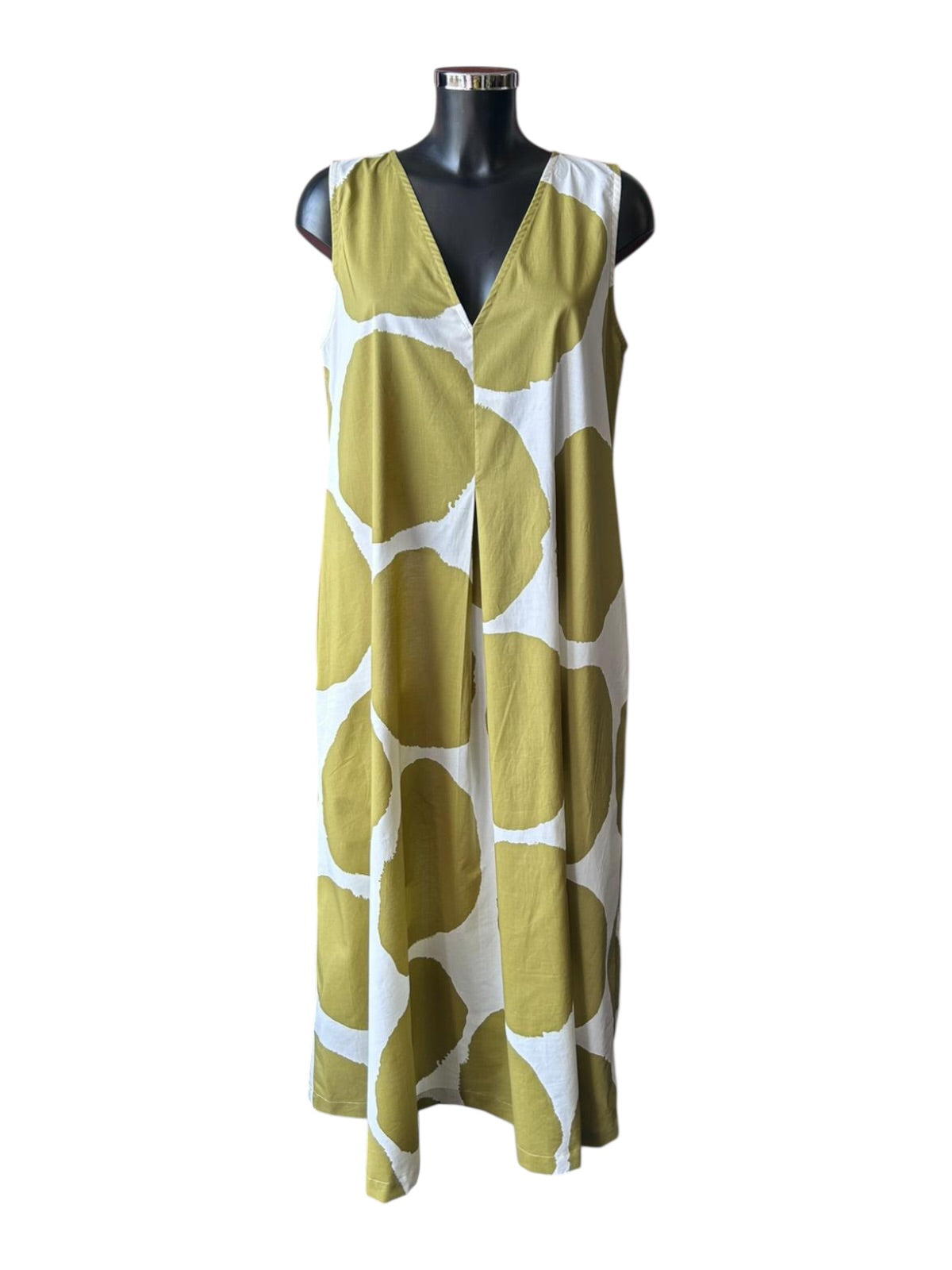 Tirelli inverted pleat poplin dress - Chartreuse/White