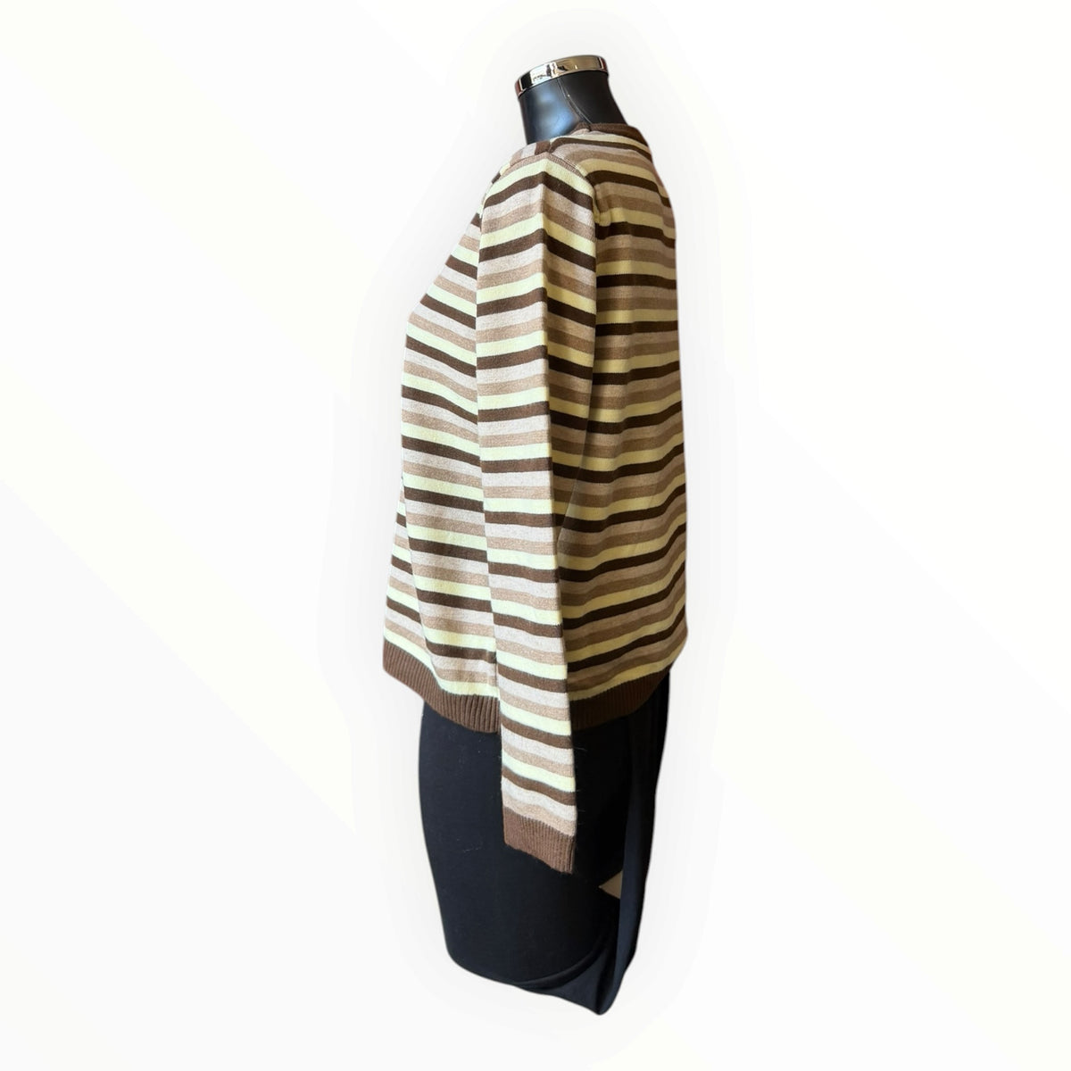 Clara crew neck thin stripe jumper - Brown mix