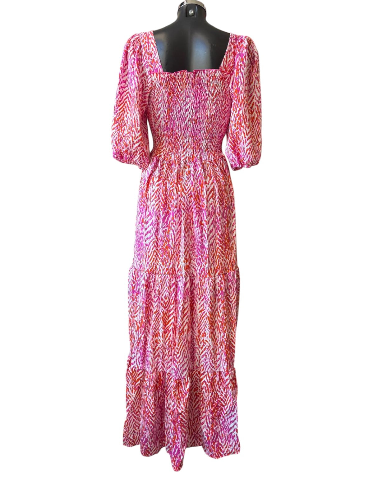 Ada tiered maxi milkmaid dress - Pink chevron