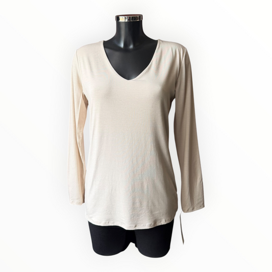 Sasha basic v neck top - Beige