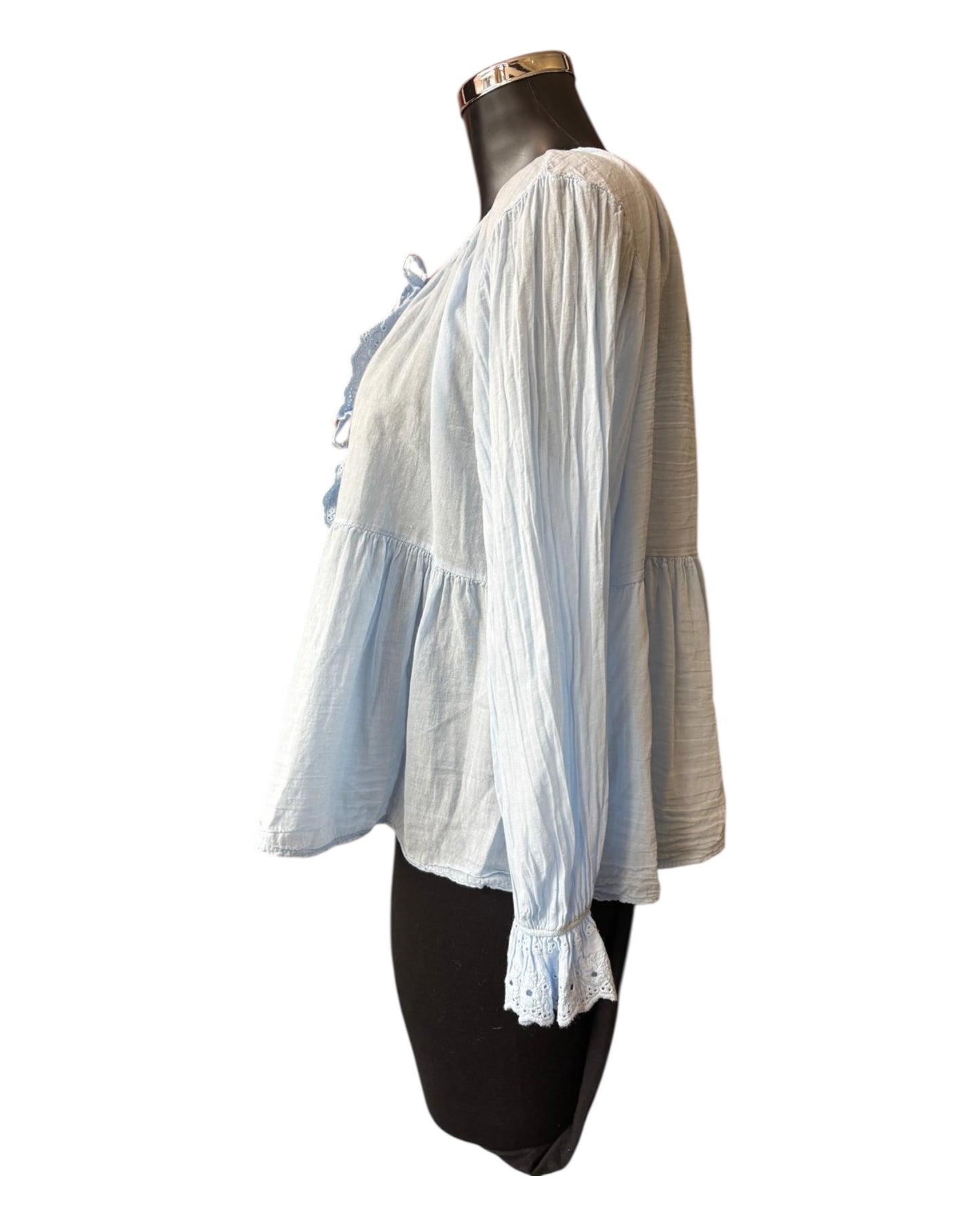 Monica tie front boho blouse - Blue