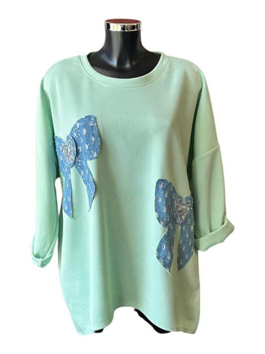 Tilly bow detail sweatshirt - Mint