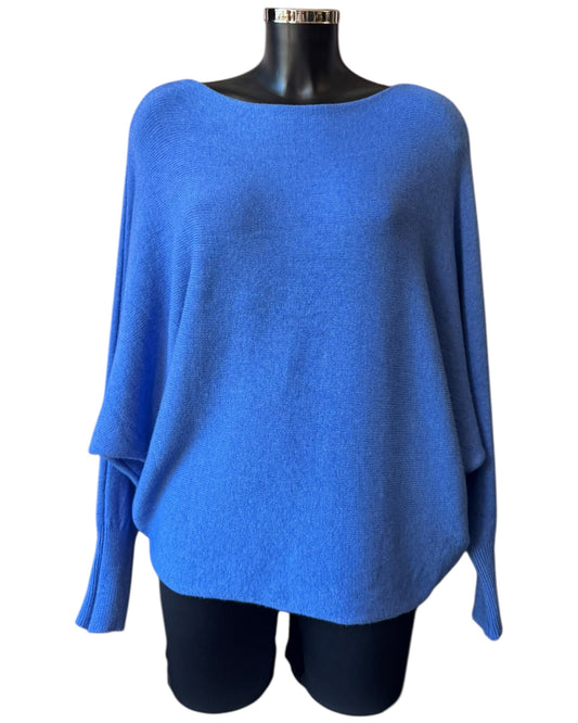 Cassie pearl back batwing jumper - Denim