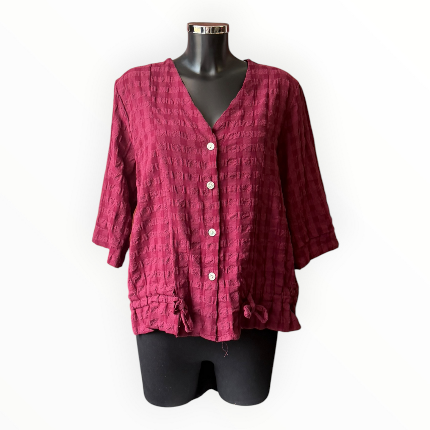 Eliza range checked jacket top - Wine