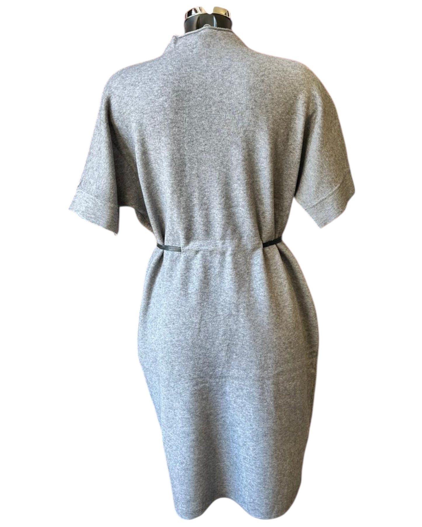 Thea knitted short belted dress - Grey