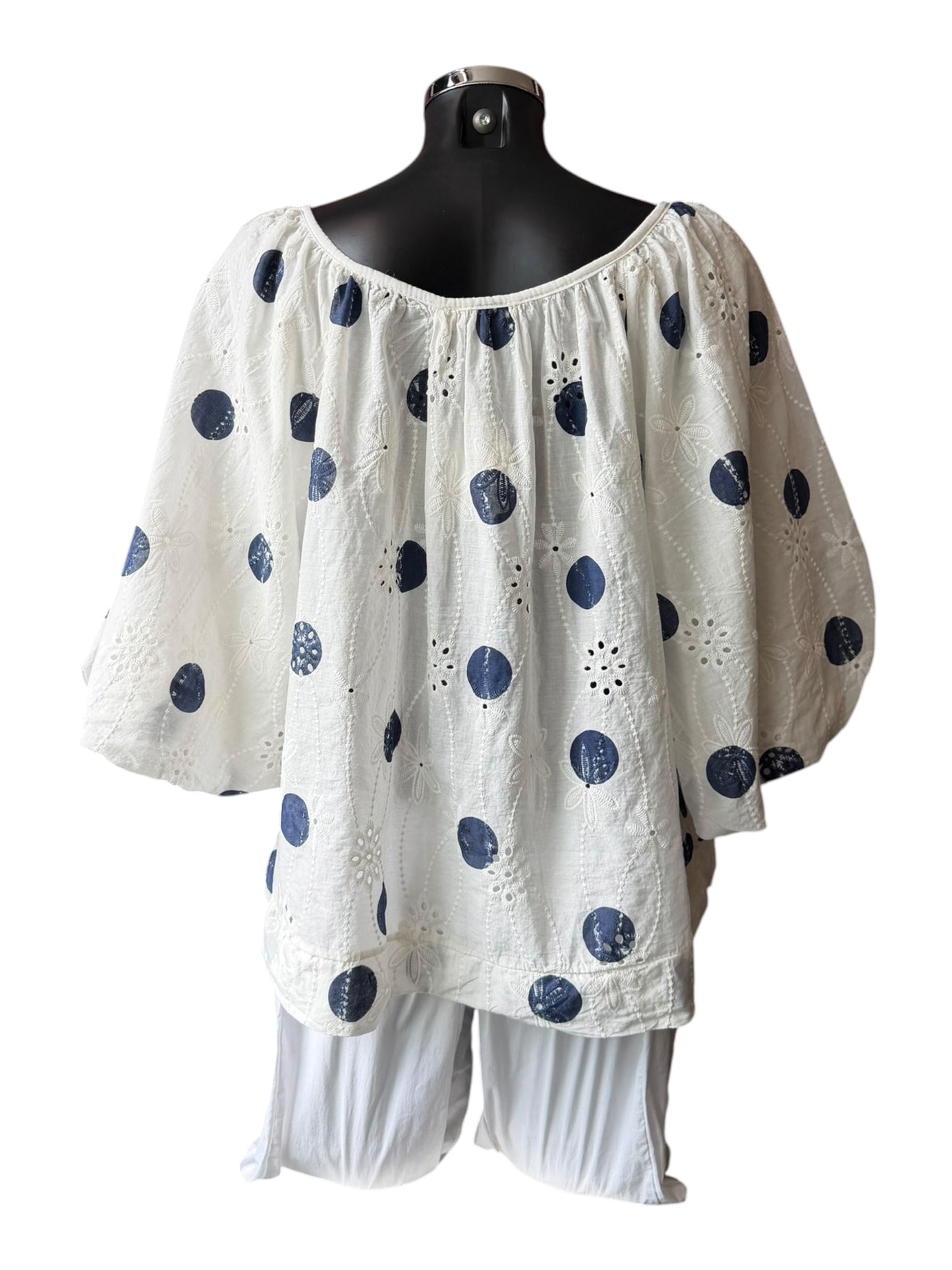 Imogen broderie spot top - Navy